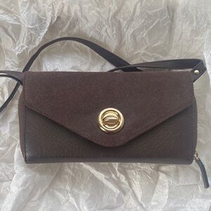 Simply Noelle chocolate brown suede and leather bag
